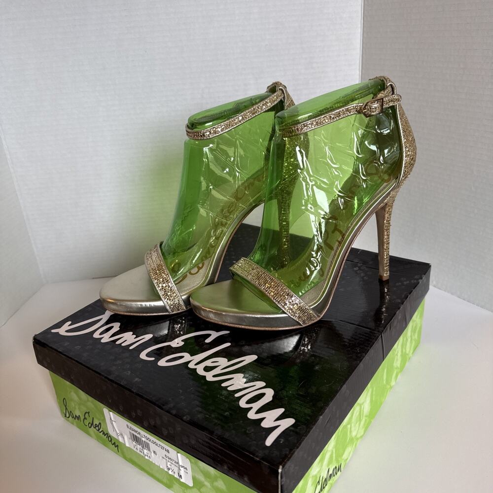 Sam Edelman Eleanor Sandal Gold Glitter Stiletto Heel Women's Size 9.5M